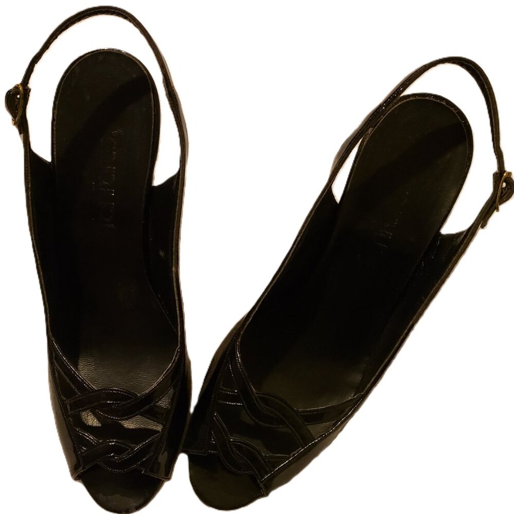 Vintage Black Patent Leather Slings